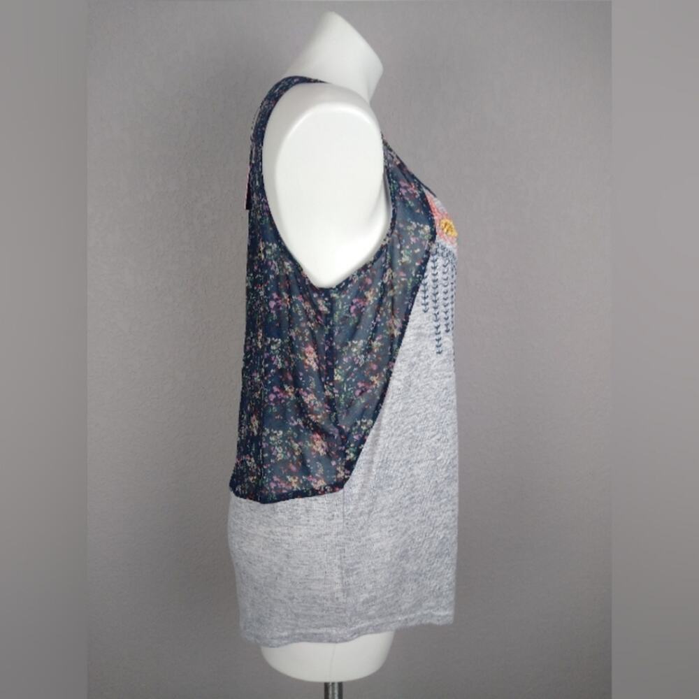 Miss Me Embroidered Beaded Boho Floral Tank Top M - Picture 4 of 11